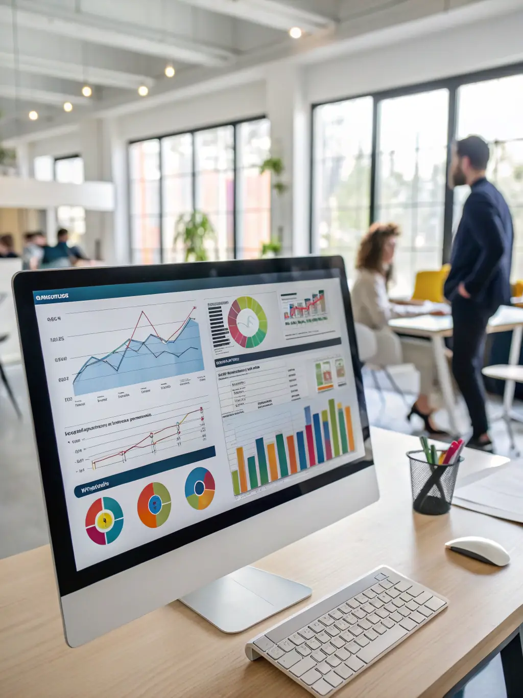 A digital marketing campaign dashboard showing key performance indicators (KPIs) such as click-through rates, conversion rates, and ROI, illustrating Implied Marketing's data-driven approach to digital campaigns.